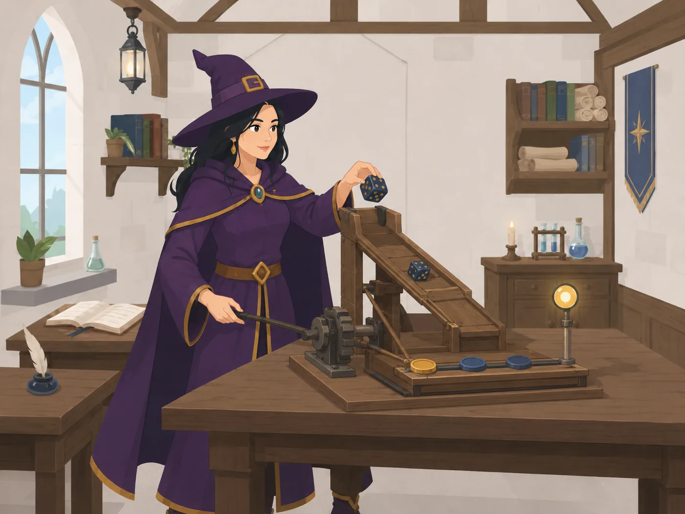 Une mécanique d'apprentissage réunissant dé, jeton de progression et retour immédiat.